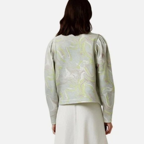 Ted Baker LLANAA Green Marble Puffed Sleeve Sweater – Size 1/XS – NWT - Picture 2 of 3